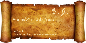 Verhás János névjegykártya